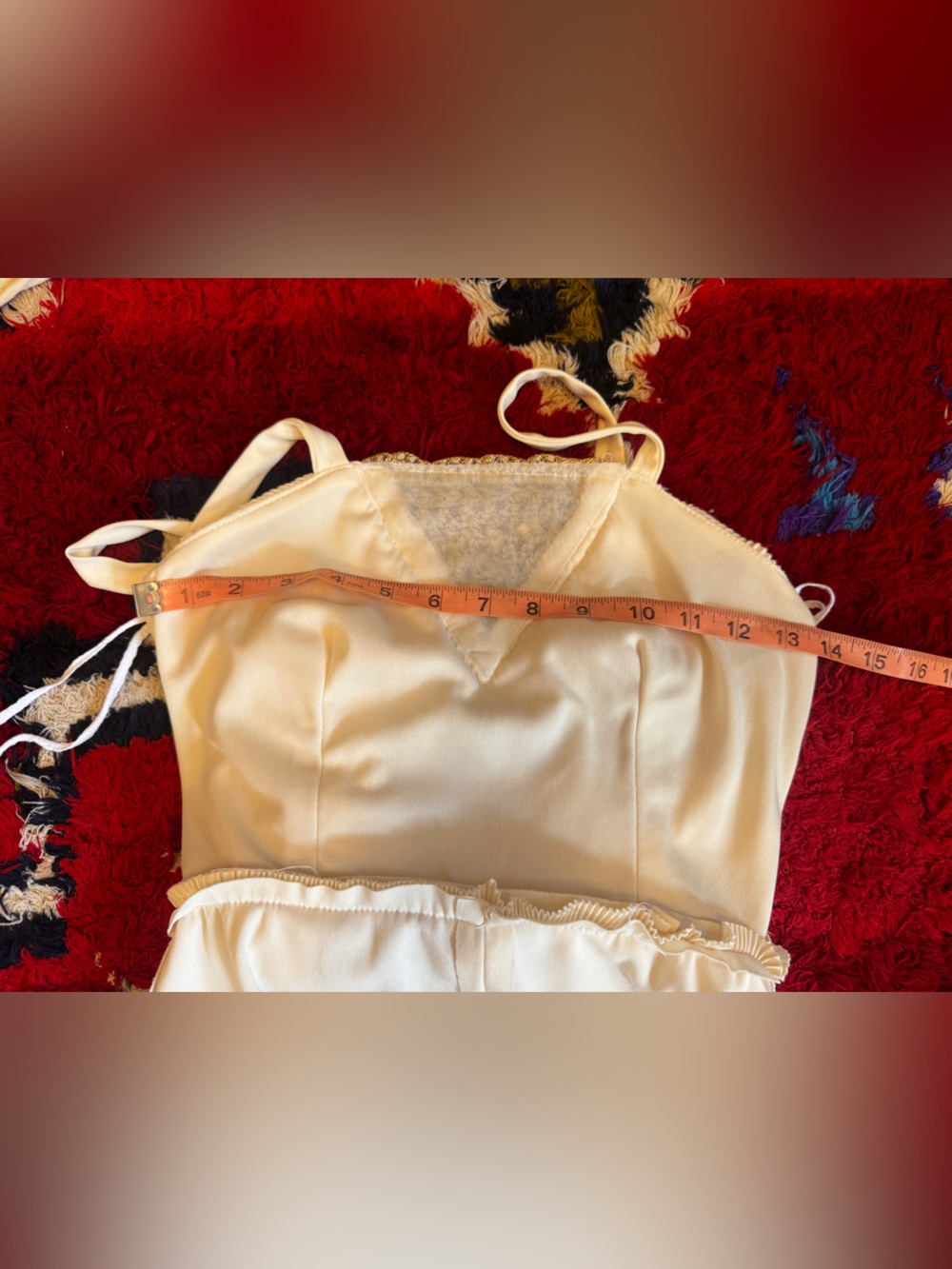 70s Vintage Cream Jumpsuit with Crochet Detailing Sz XS - Picture 10 of 11